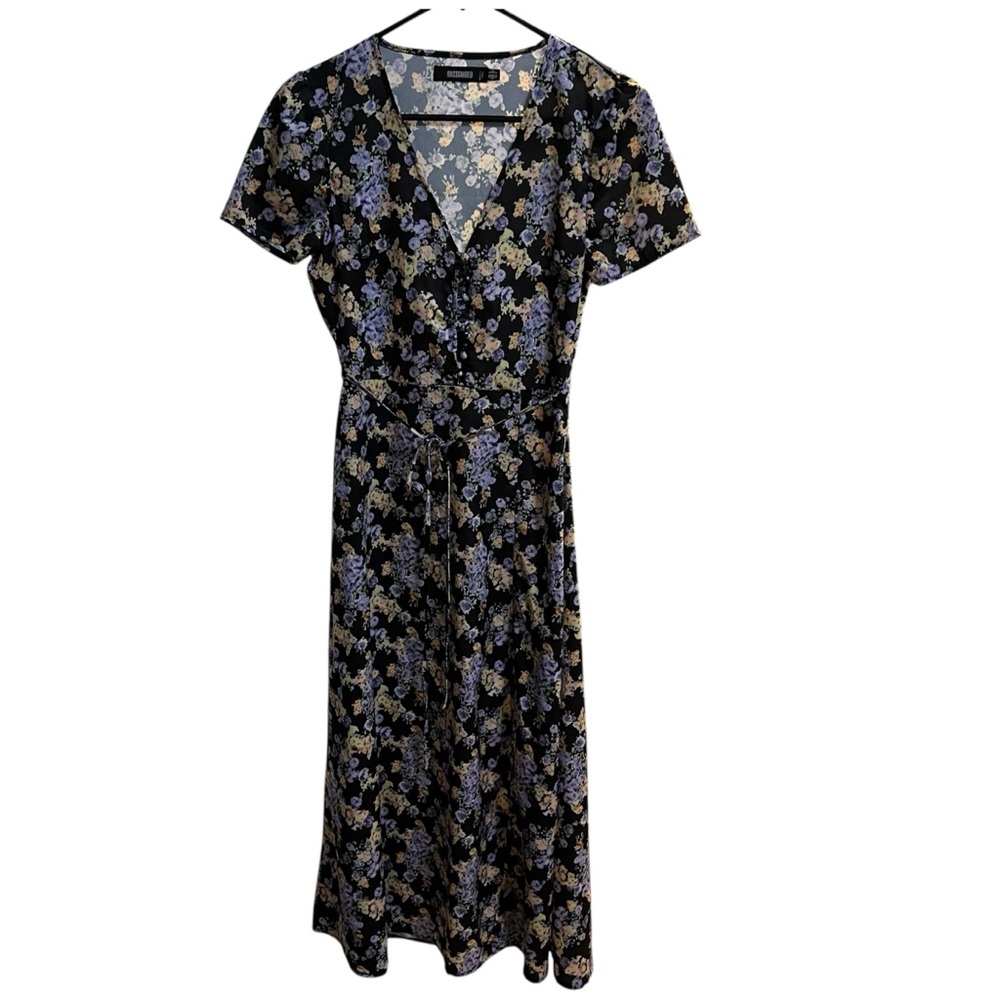 Missguided+ Cream Flutter Sleeve Wrap Midi Dress